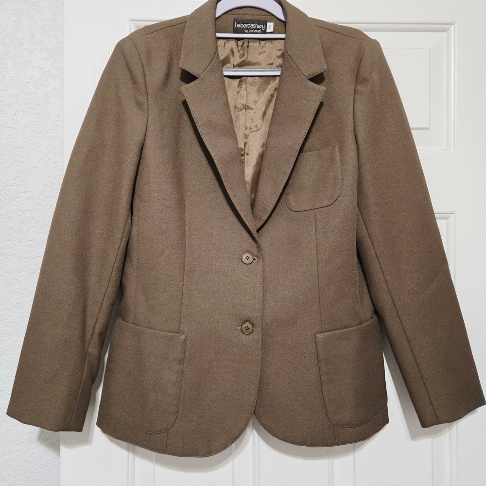 Haberdashery by Personal Brown Blazer Jacket Size 12 Two‎ Button Classic